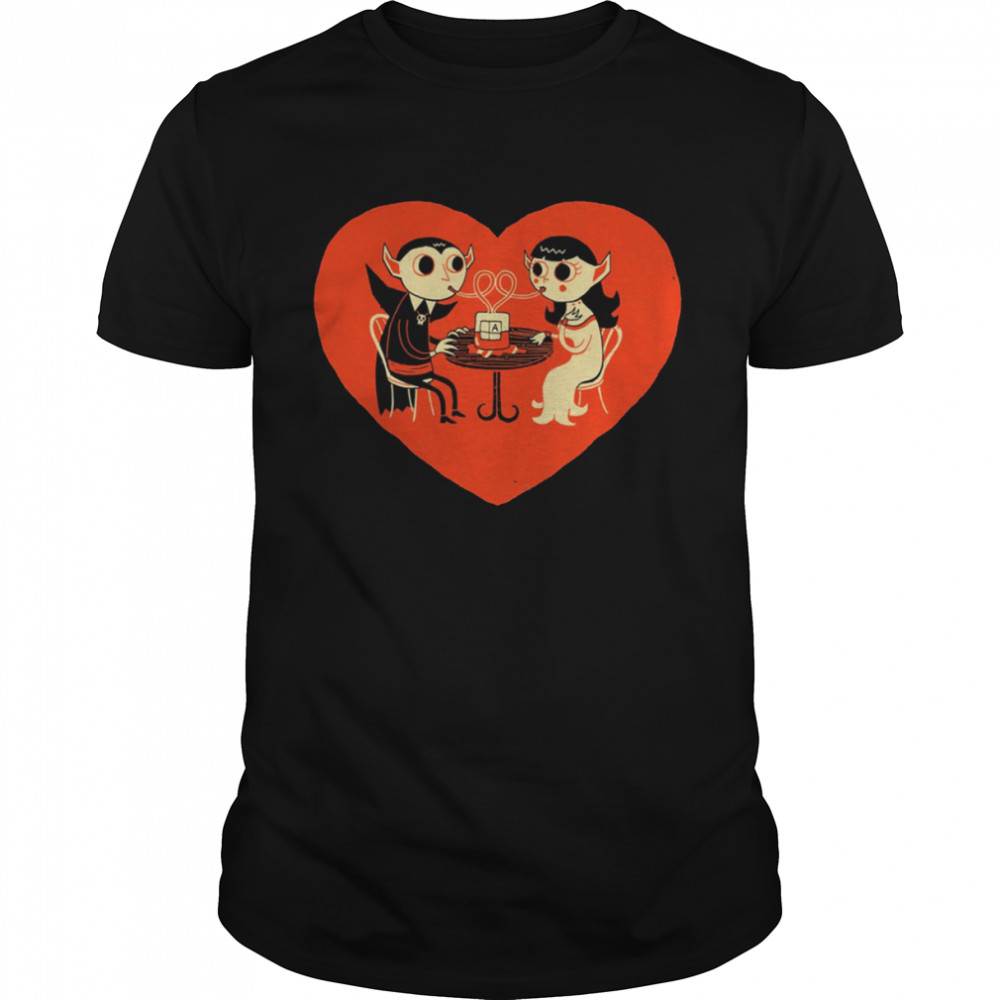 Blood Date Vampires Couple Happy Valentine Halloween shirt