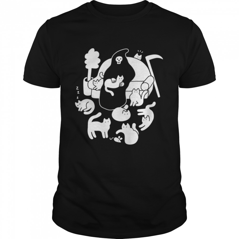 Death And His Cats Cute Halloween shirt