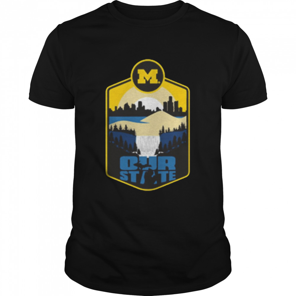 University of Michigan Football Navy ”Our State” Team Tour Tee shirt