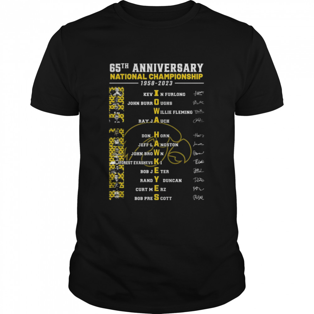 65th anniversary National Champions 1958-2023 Iowa Hawkeyes Team signatures shirt