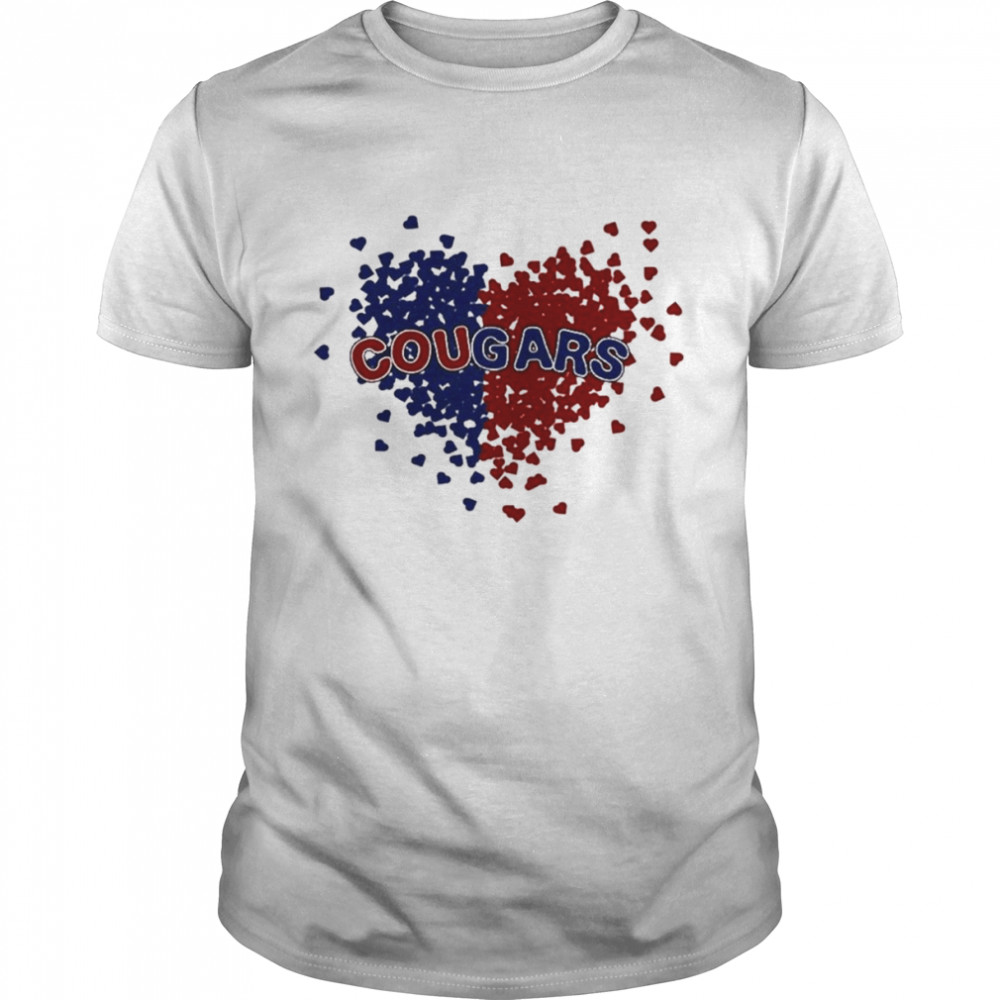 Cougars in maroon and navy heart shirt