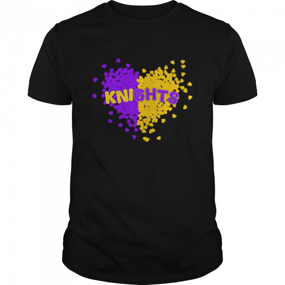 Knights in purple and gold heart shirt