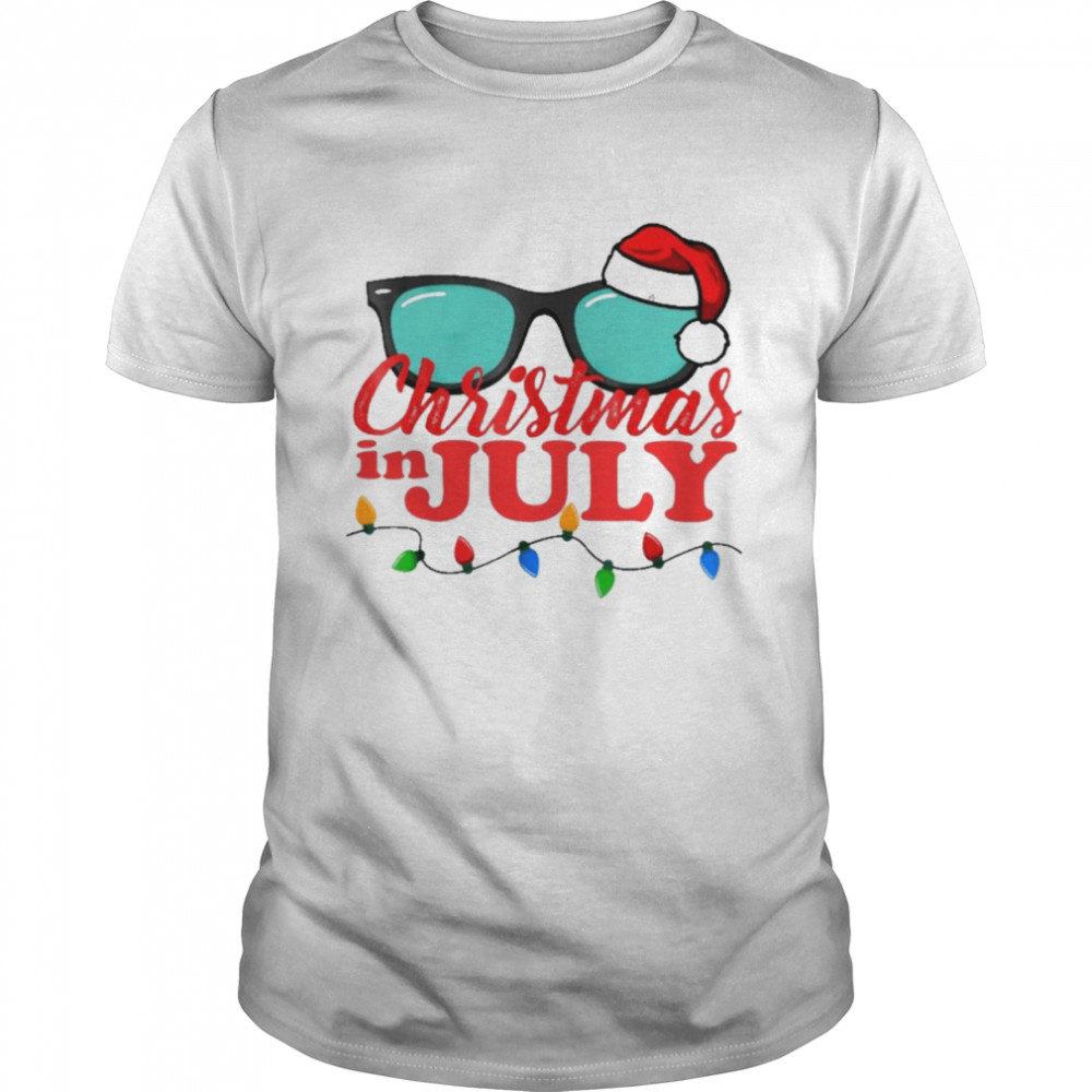 Christmas in July Santa Glasses Merry Christmas shirt