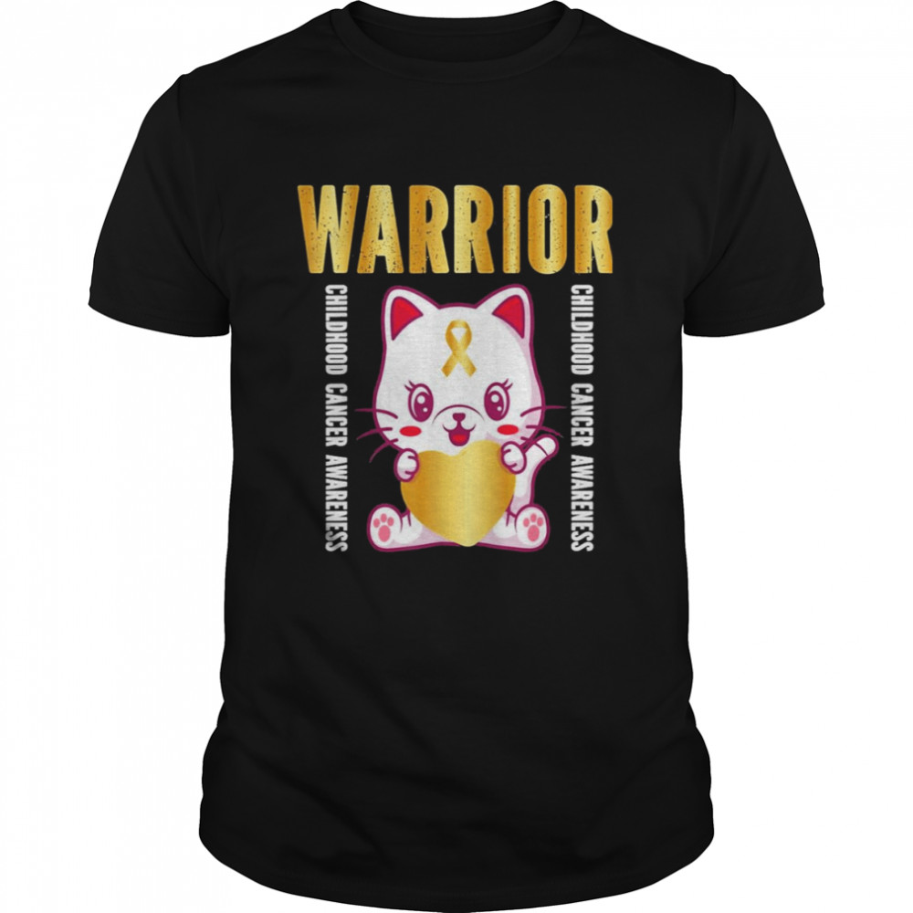 Childhood Cancer Awareness Warrior Cute Cat Shirt