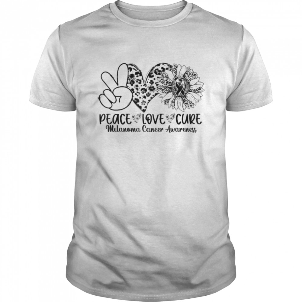 Peace love cure sunflower leopard melanoma cancer awareness shirt