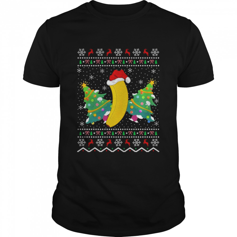 Santa Hat Banana Fruit Xmas Gift Ugly Banana Christmas Shirt