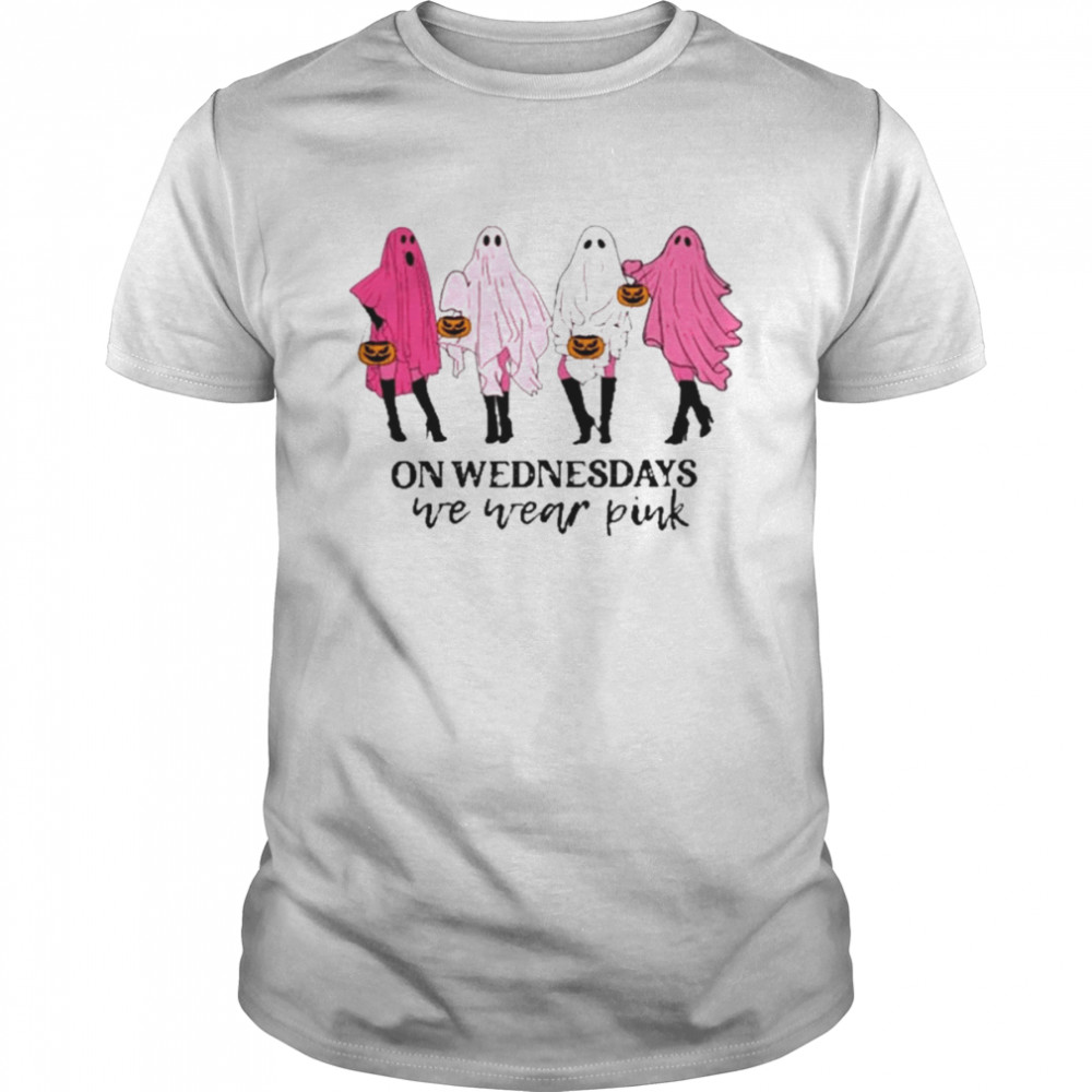 On Wednesday We Wear Pink Ghost Halloween T-Shirt