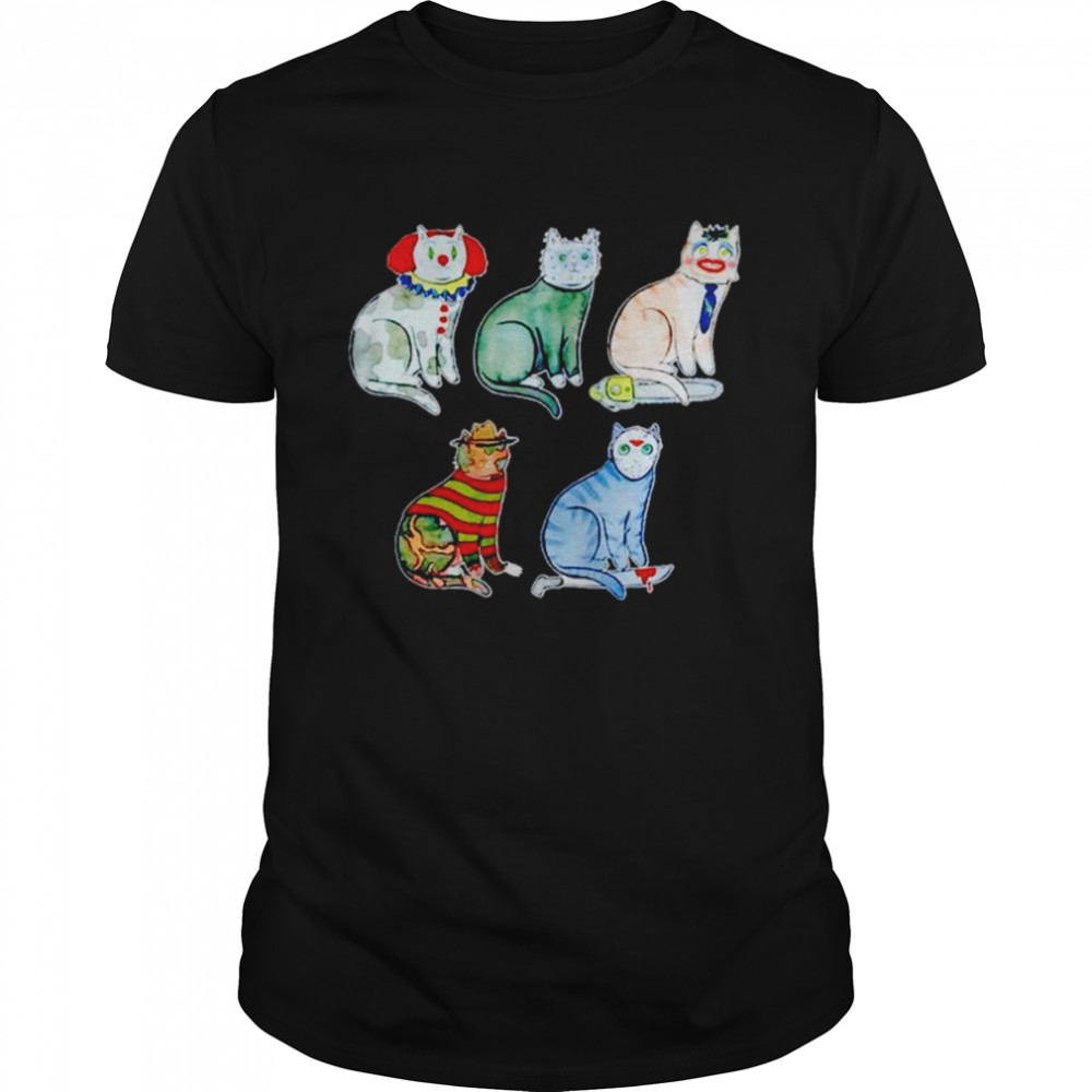 Cats horror characters mashup vintage shirt