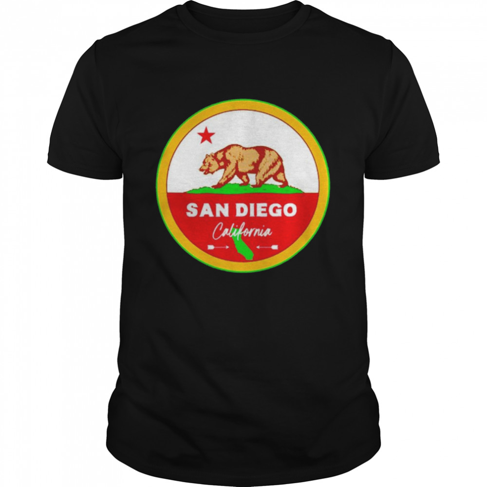 I love San Diego California ca flag and bear badge shirt