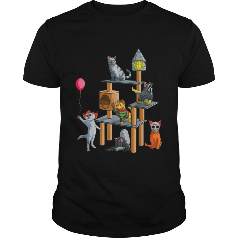 Cat Horror Movies Cute Halloween for Cat Kitty Lovers T-Shirt