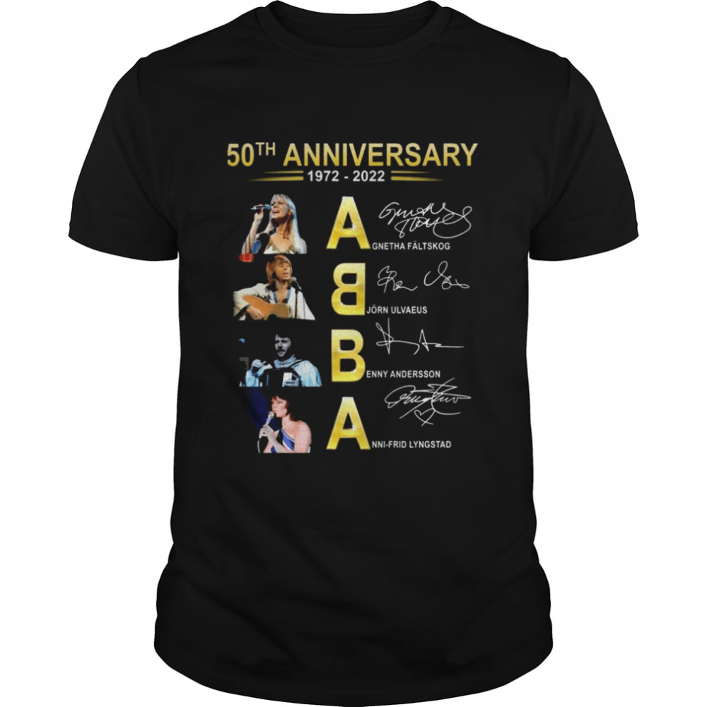 50th anniversary 1972-2022 ABBA Band Agnetha Faltskog Bjorn Ulvaeus signautres shirt