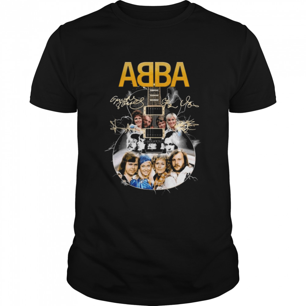 ABBA Band Guitar signatures 2022 shirt