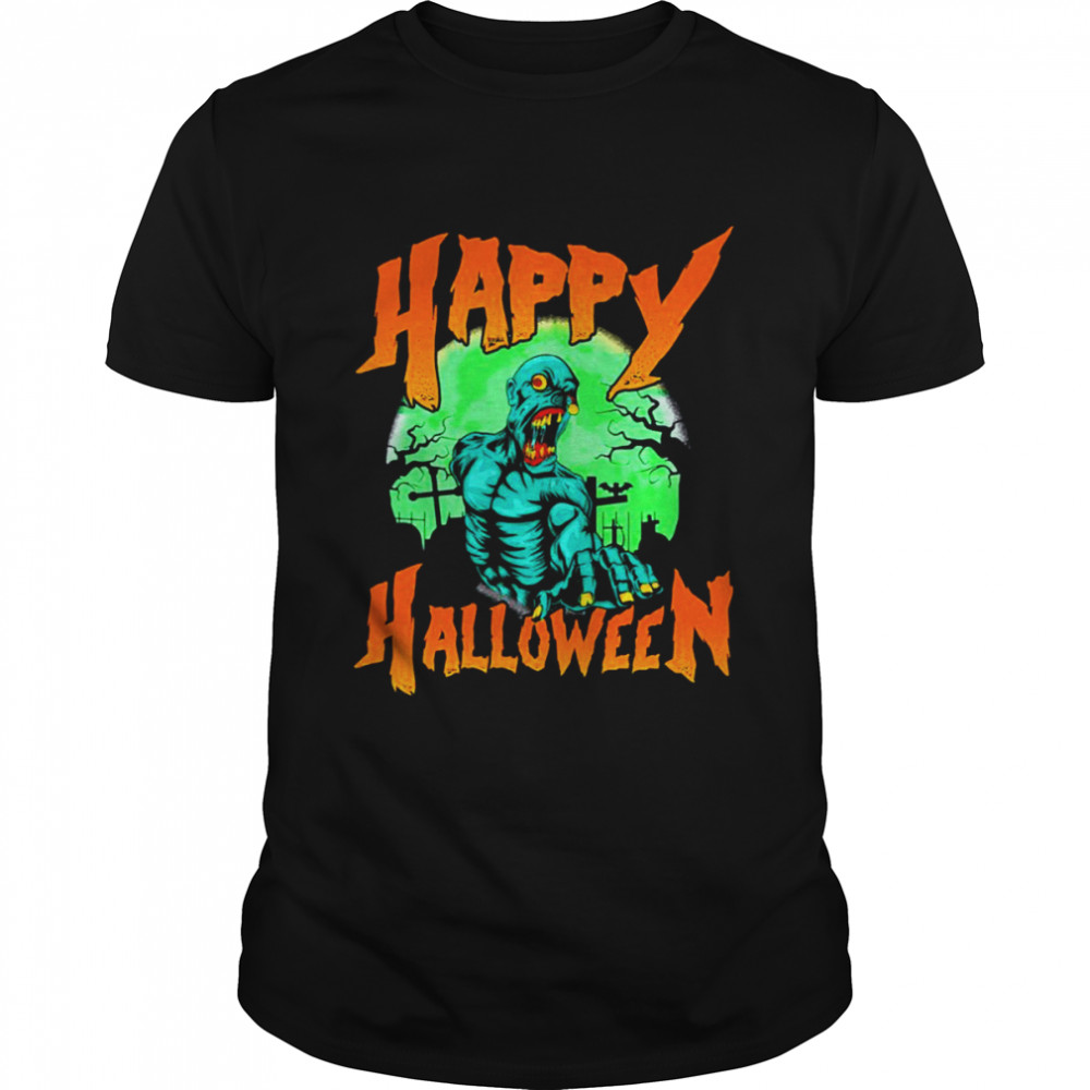 Creepy Monster Zombie Lover In Cemetery Halloween shirt