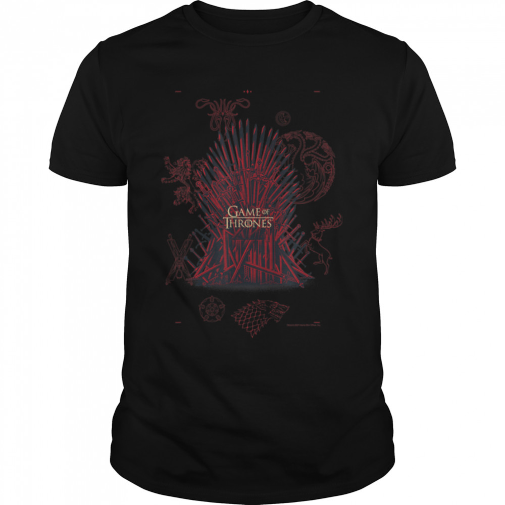 Game Of Thrones Throne And House Symbols T-Shirt B09PTF1Q2D