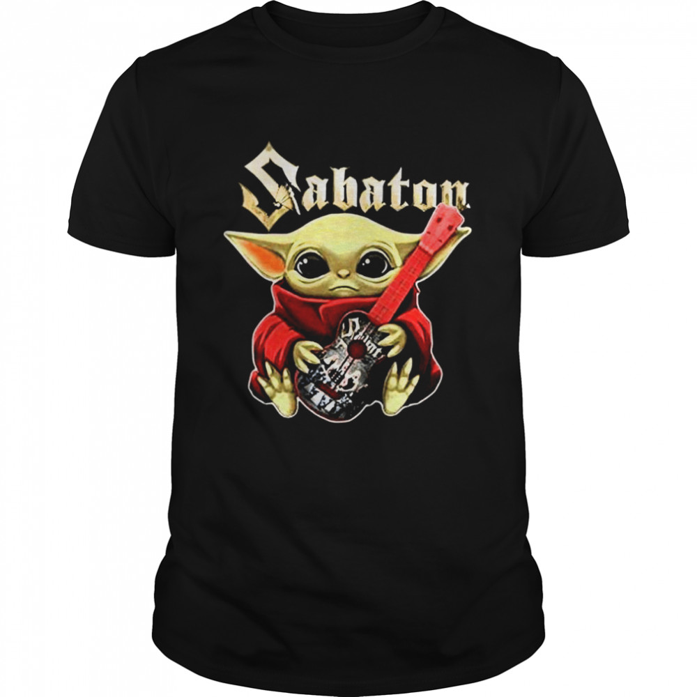 Baby Yoda Hug Sabaton Guitaraaabl Lilbeck shirt