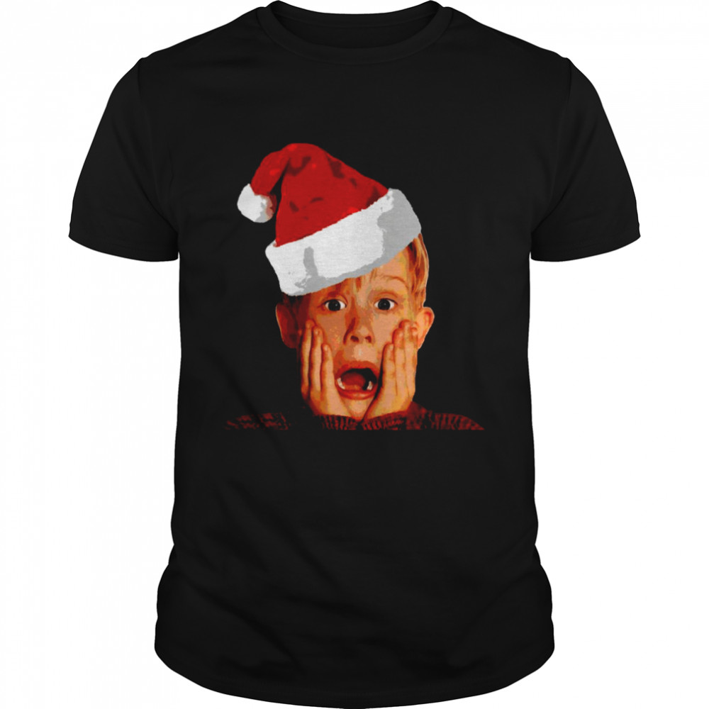 Home Alone Santa Hat Macaulay Culkin Christmas Holiday shirt