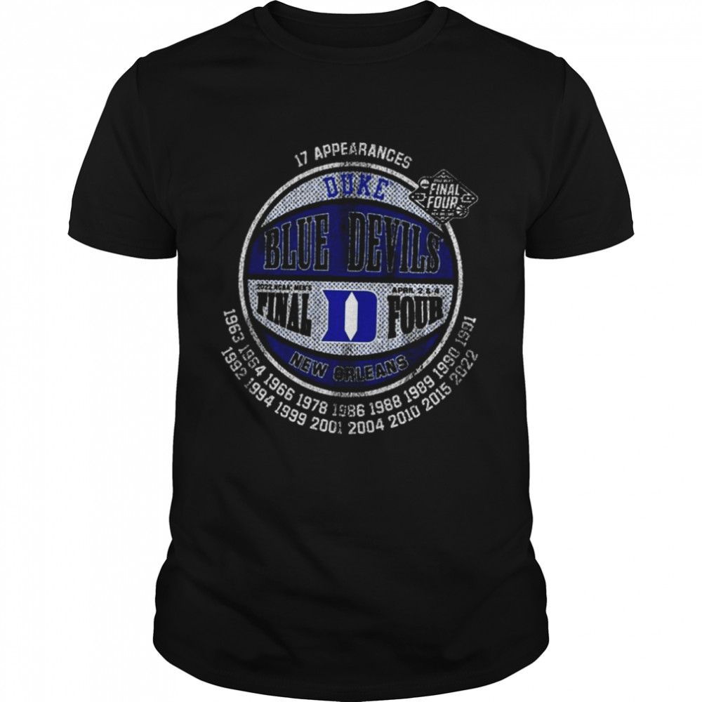 17 Appearances Duke Blue Devils Final Four New Orleans 1963-2022 shirt