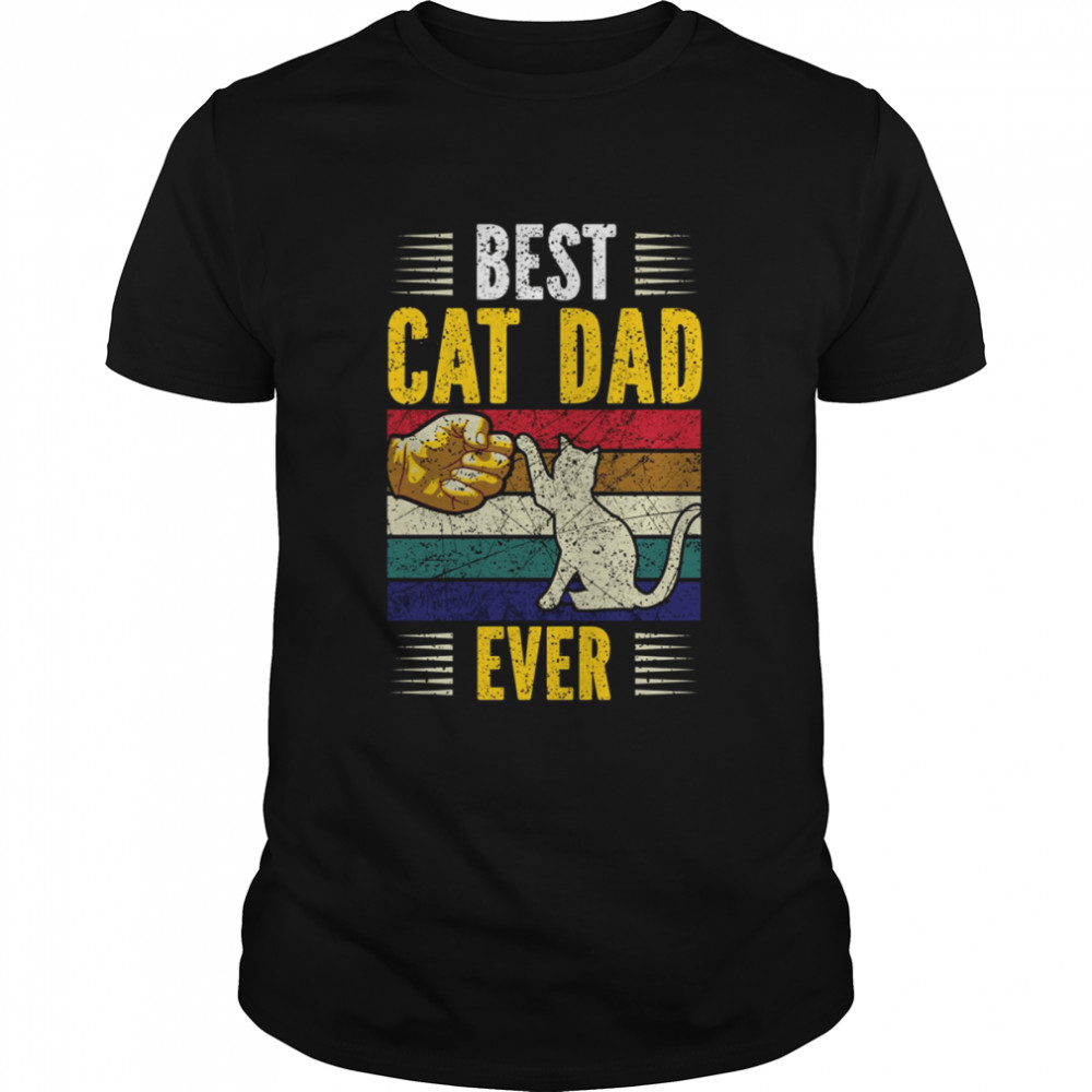 Vintage Best Cat Dad Ever Gold Personalized Cat Dad Shirt