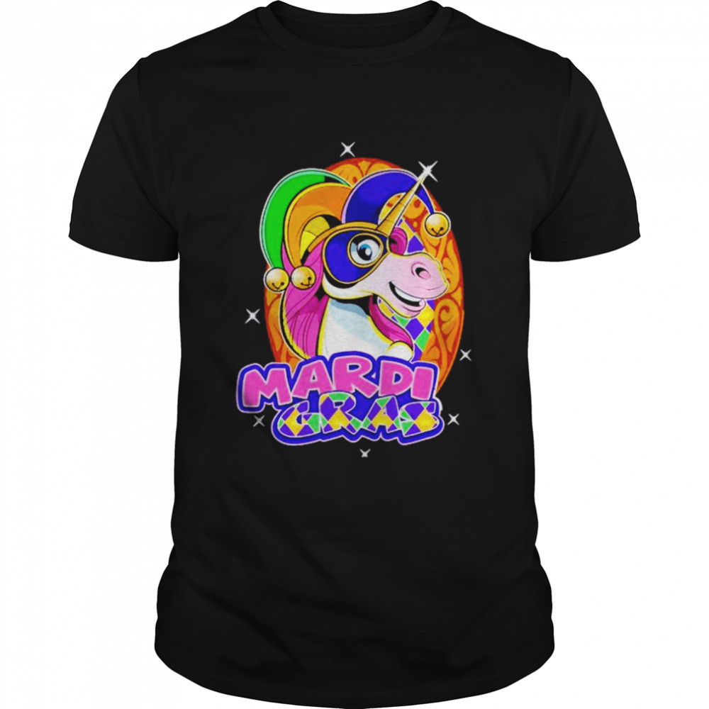 Unicorn with cute mask carnival lover mardi gras shirt