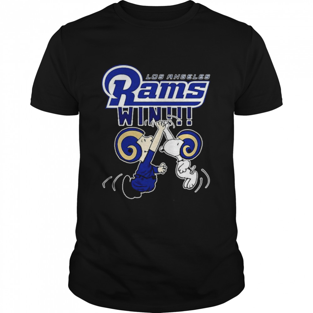 Charlie And Snoopy High Five Win NFL Los Angeles Rams T Shirt