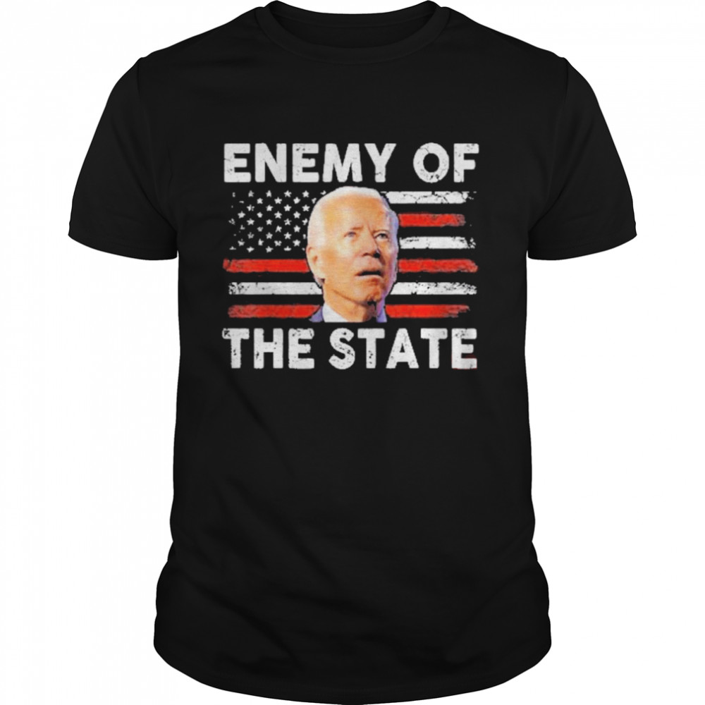 Enemy Of State Trump Quotes American Patriotic Flag Premium Printed T-Shirt