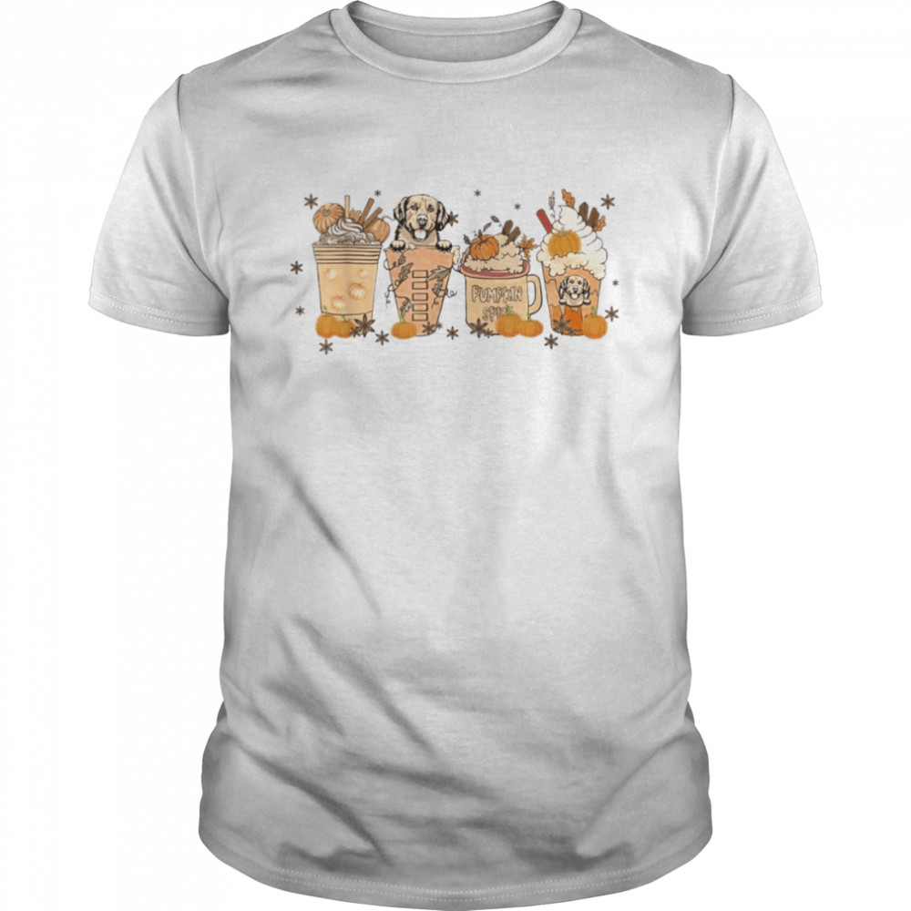 Golden Retriever Dog Pumpkin Latte Spice Fall Thanksgiving T-Shirt