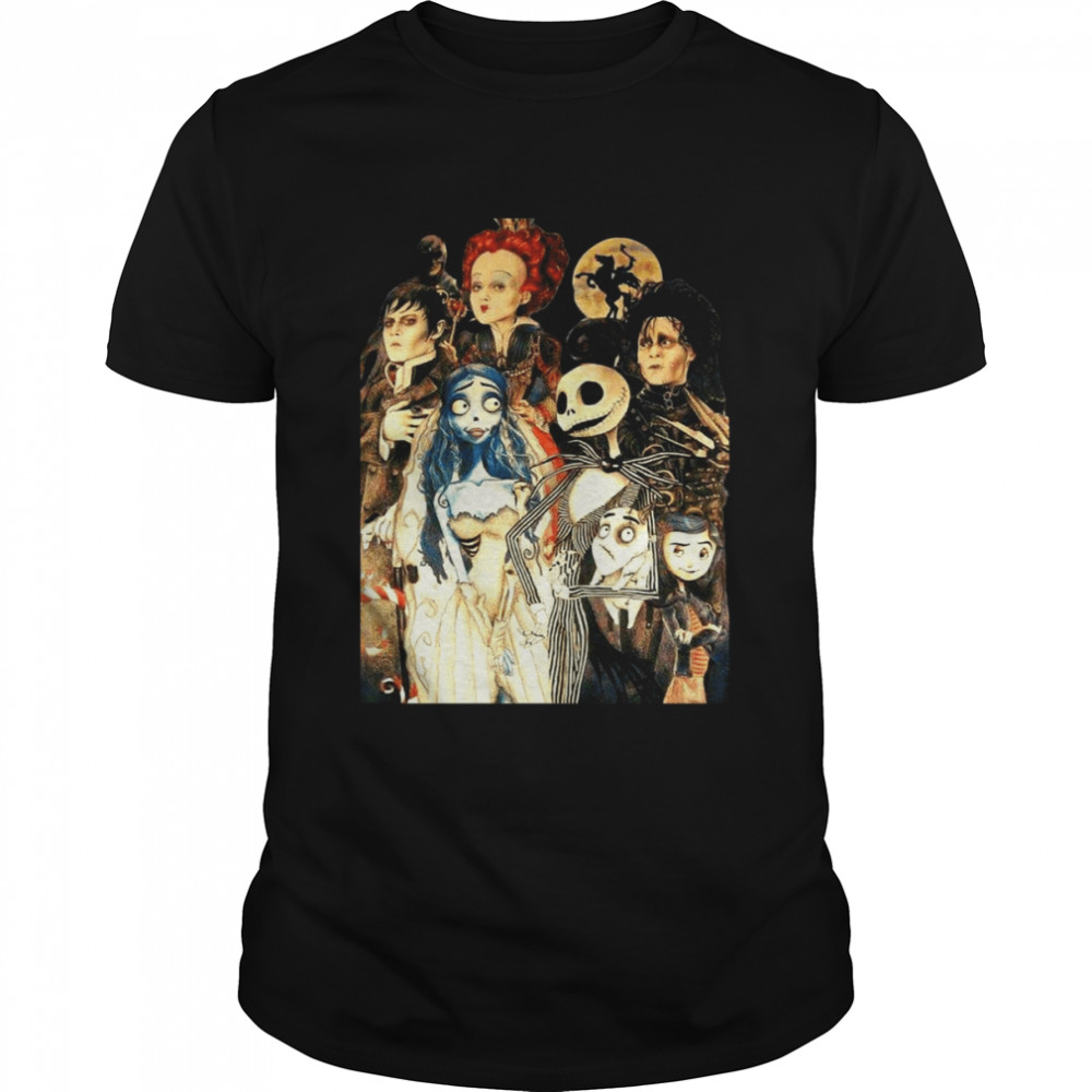 Tim Burton Films Characters Spooky Halloween Theme shirt