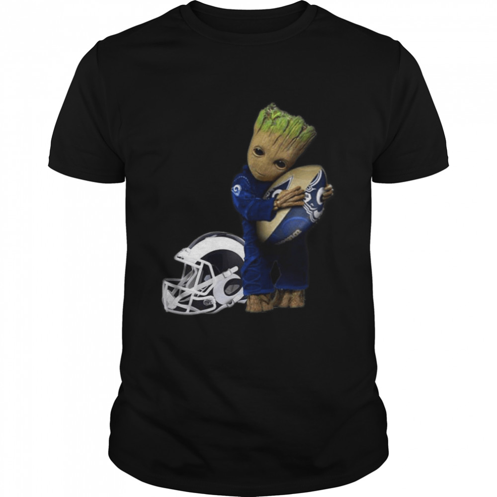 Baby Groot Hugging Los Angeles Rams shirt