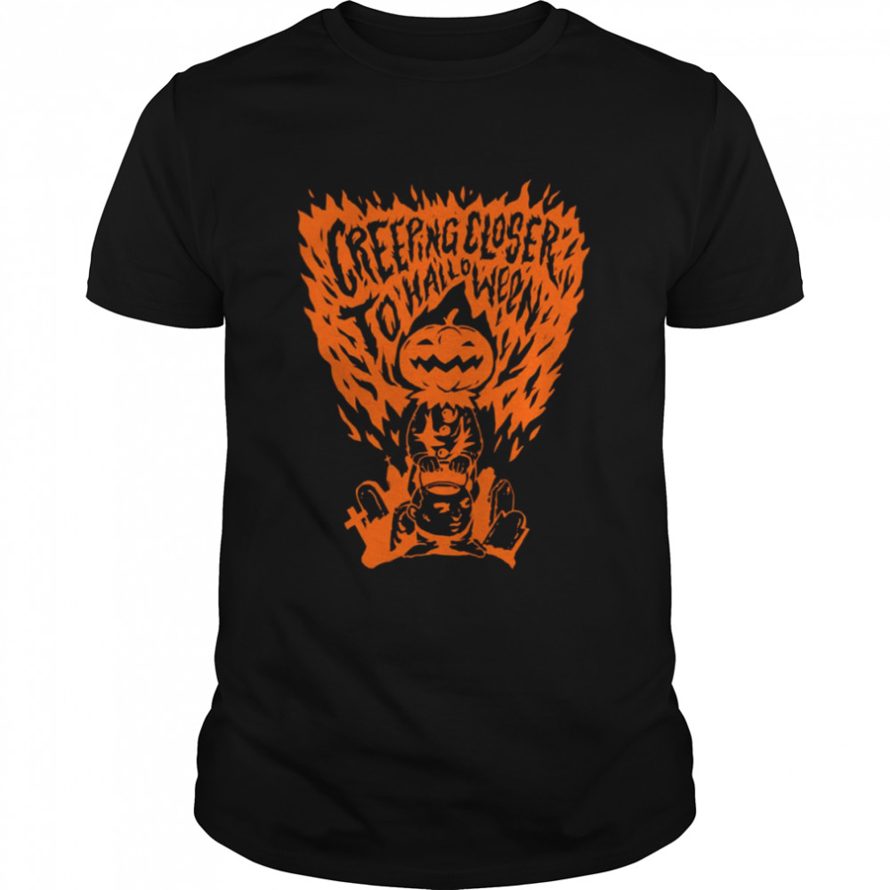 Creeping Closer To Halloween Scary Pumpkin Head shirt