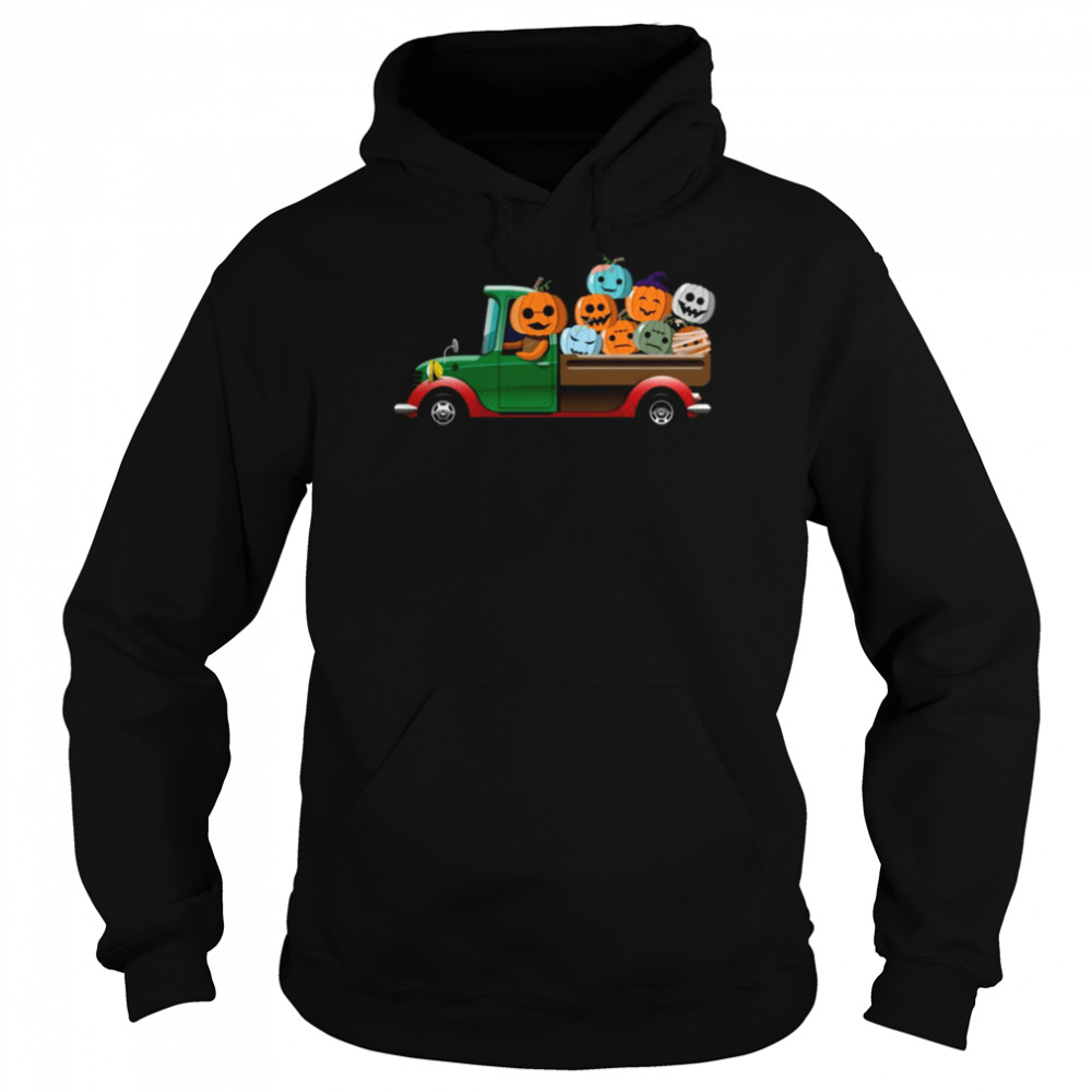 Halloween Truck With Scary Pumpkin Heads shirt Unisex Hoodie