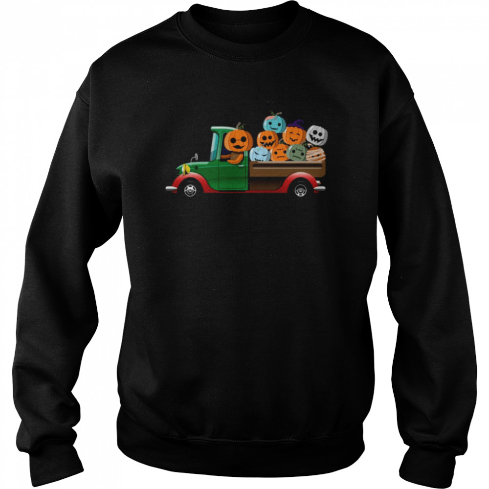 Halloween Truck With Scary Pumpkin Heads shirt Unisex Sweatshirt