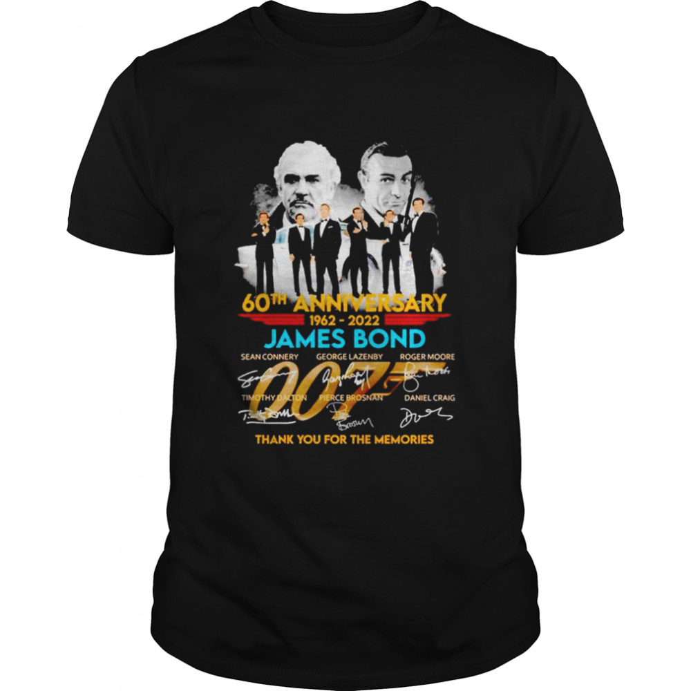 James Bond 60th anniversary 1962-2022 thank you for the memories signatures shirt