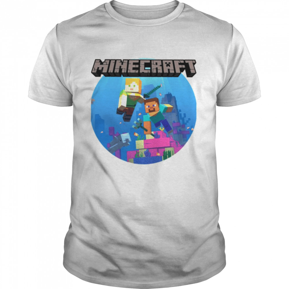 Retro Design Aquatic Minecraft Fun Game shirt