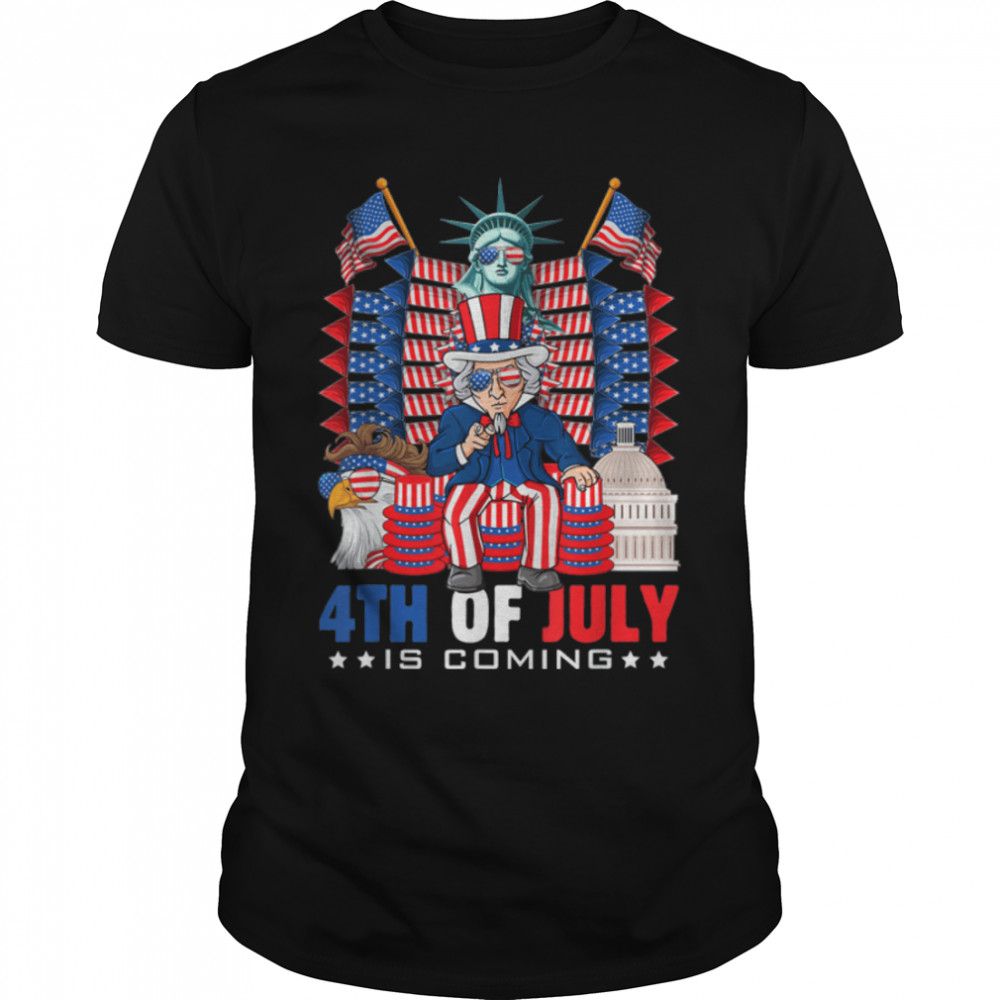 Funny Uncle Sam USA Flag Throne Independence Day 4th Of July T-Shirt B0B38RVTFN