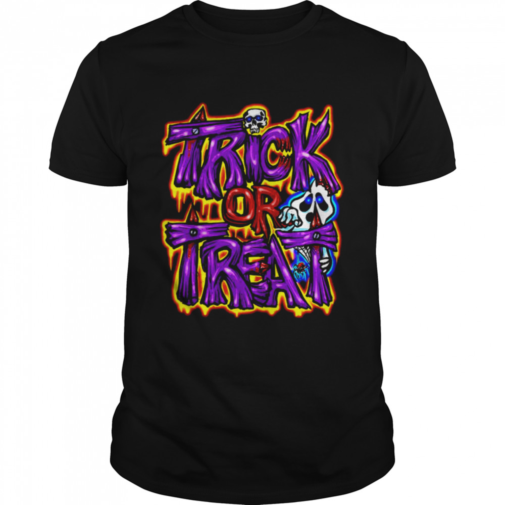 Purple Text Art Trick Or Treat Halloween shirt