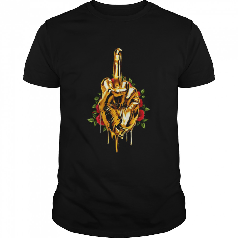 Gold Middle Finger Funny T-Shirt