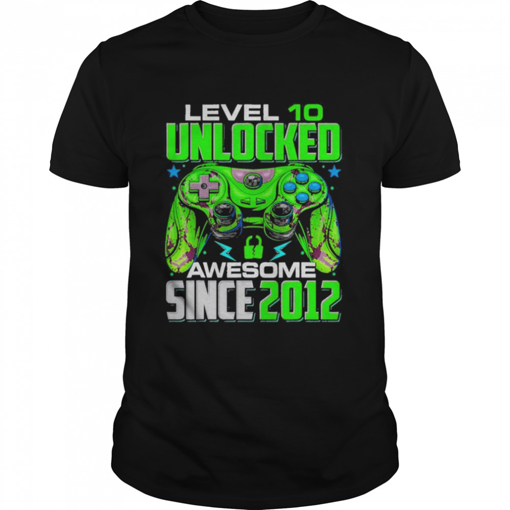 Level 10 Unlocked Awesome Since 2012 10th Birthday Gaming Unisex T-Shirt