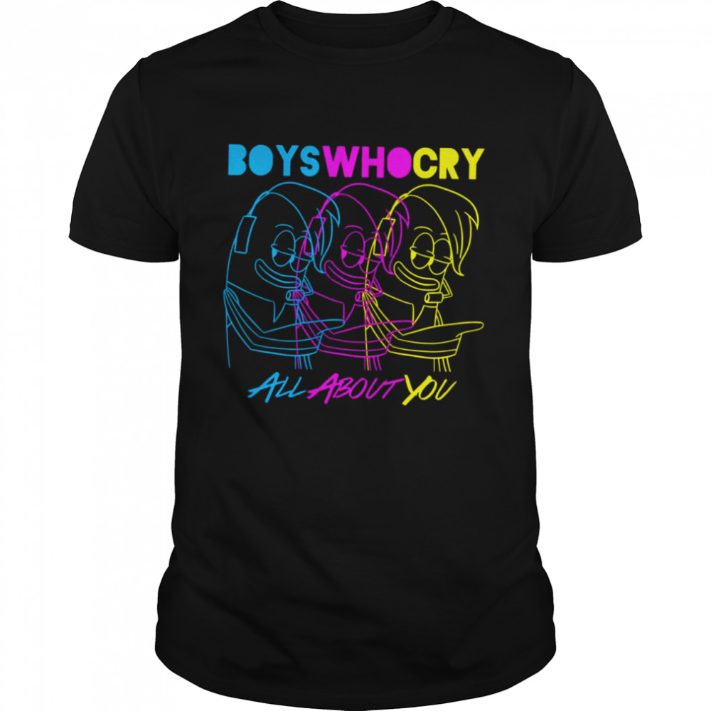 Boys Who Cry Cyan Magenta Yellow Spongebob Squarepants shirt