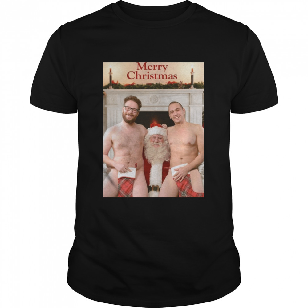 Merry Xmas From Seth Rogen And James Franco Funny Nude With Santa shirt