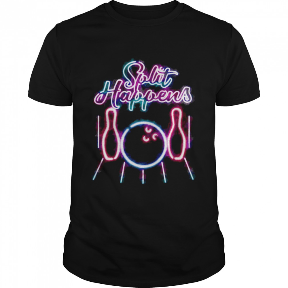 Retro Neon Vintage Style Split Happens Bowling shirt