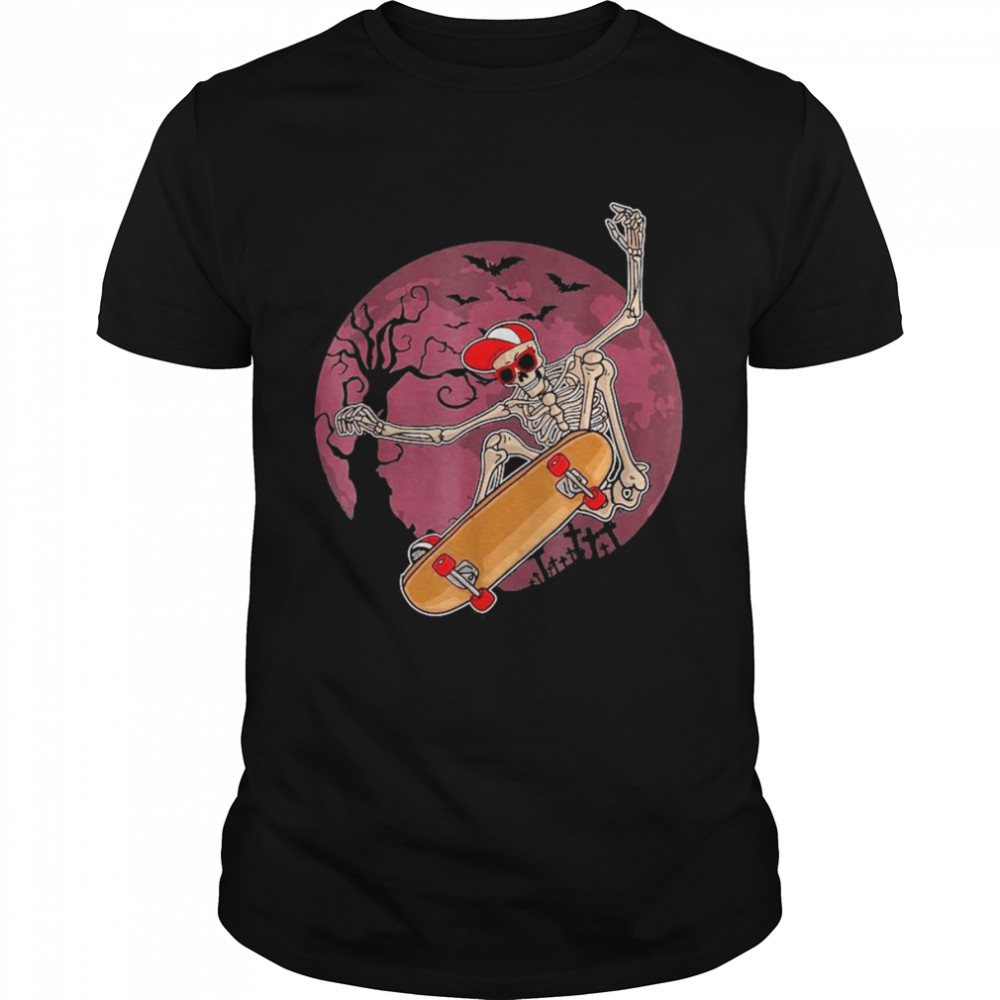 Skeleton Skater Skateboard Halloween Shirt