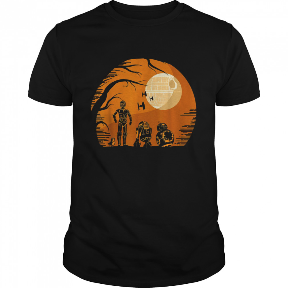 Droids Halloween Orange Hue Death Star Portrait shirt