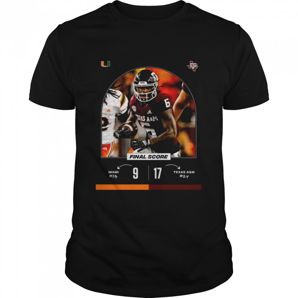 Miami 9 vs 17 Texas A&M Final Score game day 2022 shirt