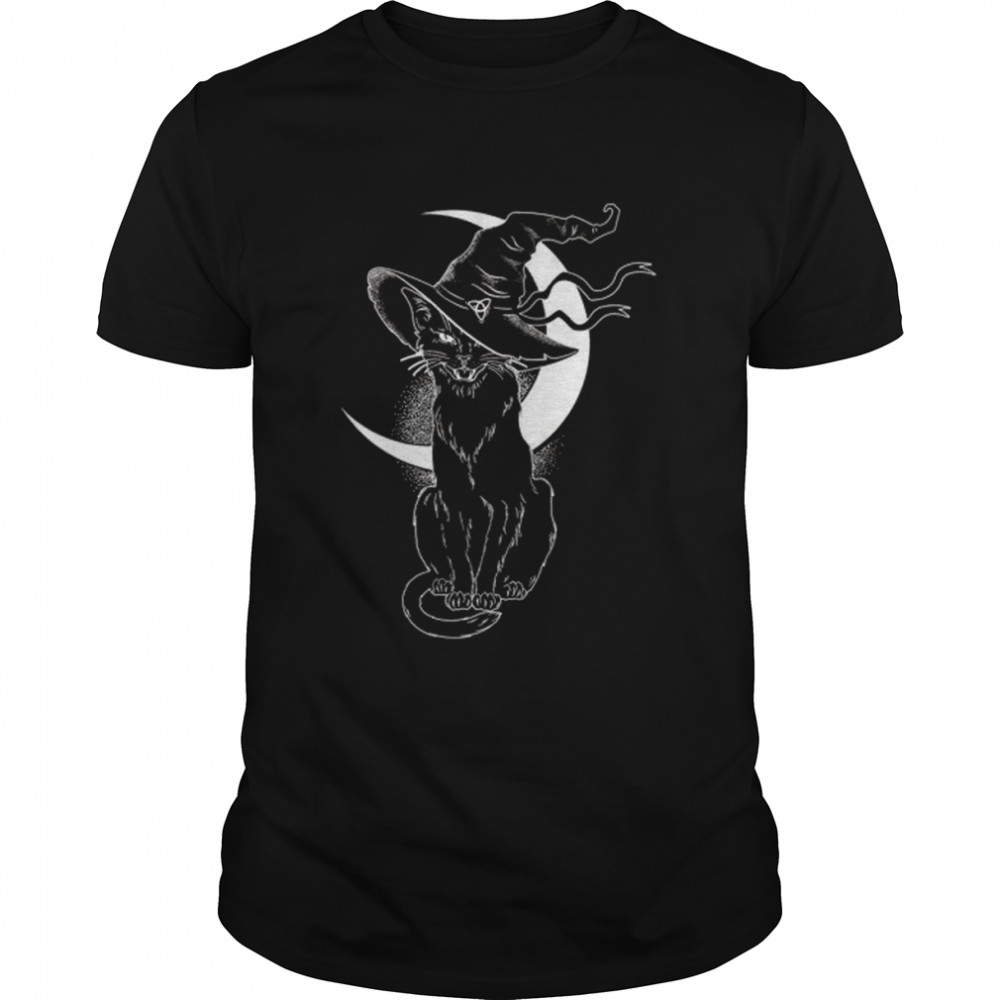 Celestial Moon Cat Witch Halloween shirt