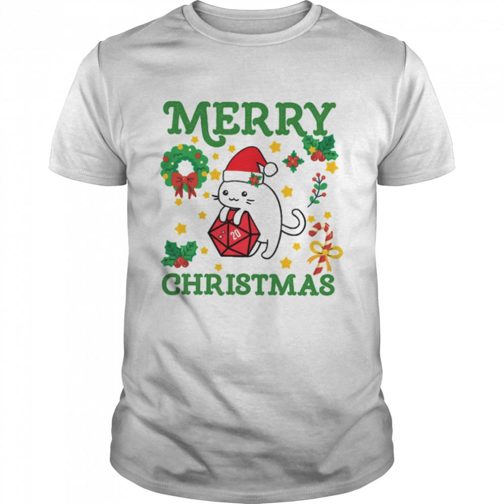 D20 Cat Merry Critmas shirt