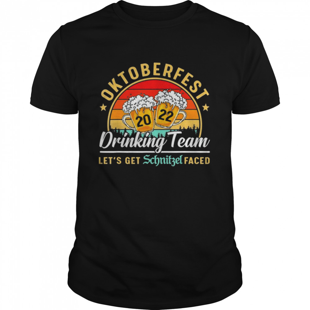 Oktoberfest 2022 Drinking Team Let’s Get Schnitzel Face Retro Vintage T-Shirt