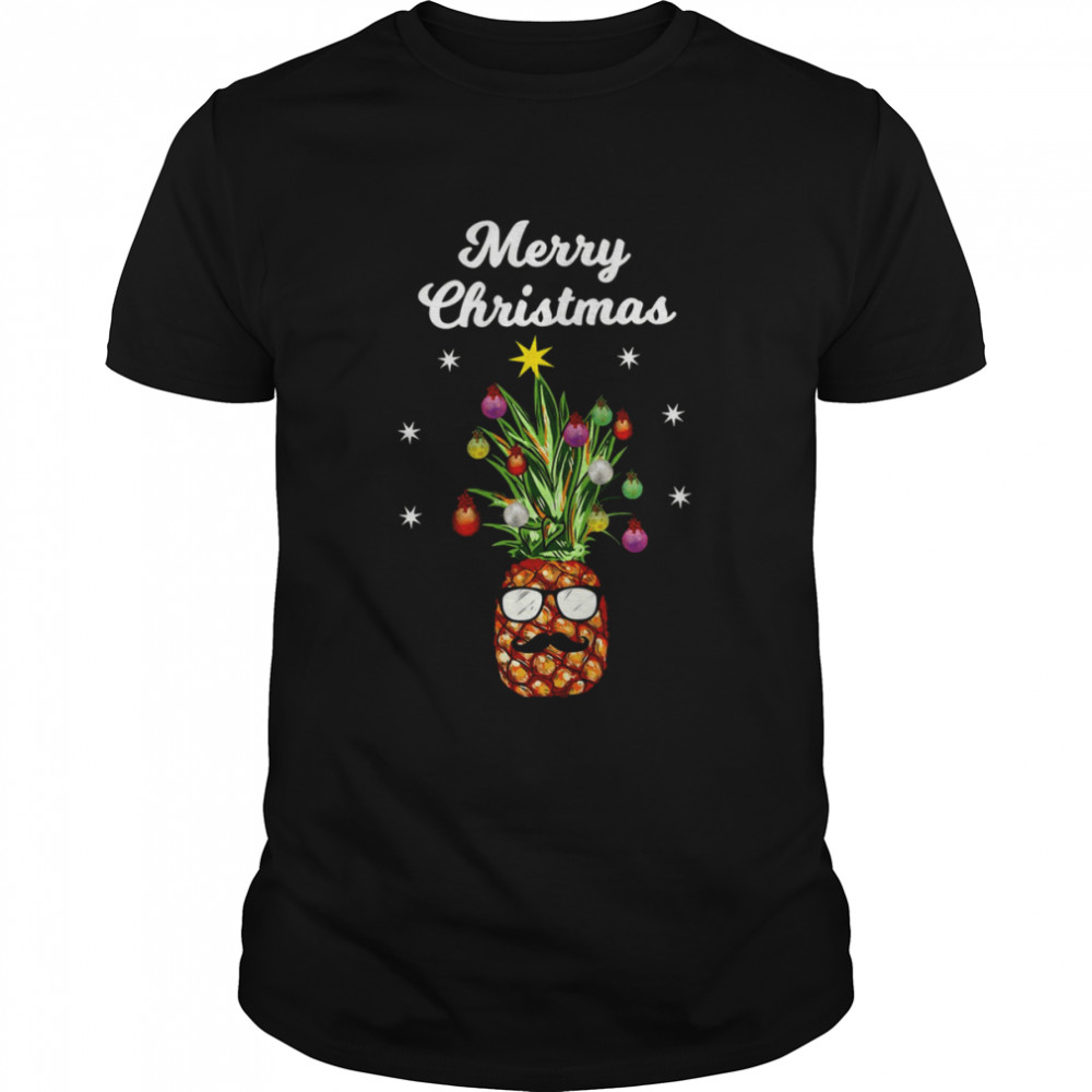 Pineapple Tree Merry Christmas Santa Claus Reindeer shirt