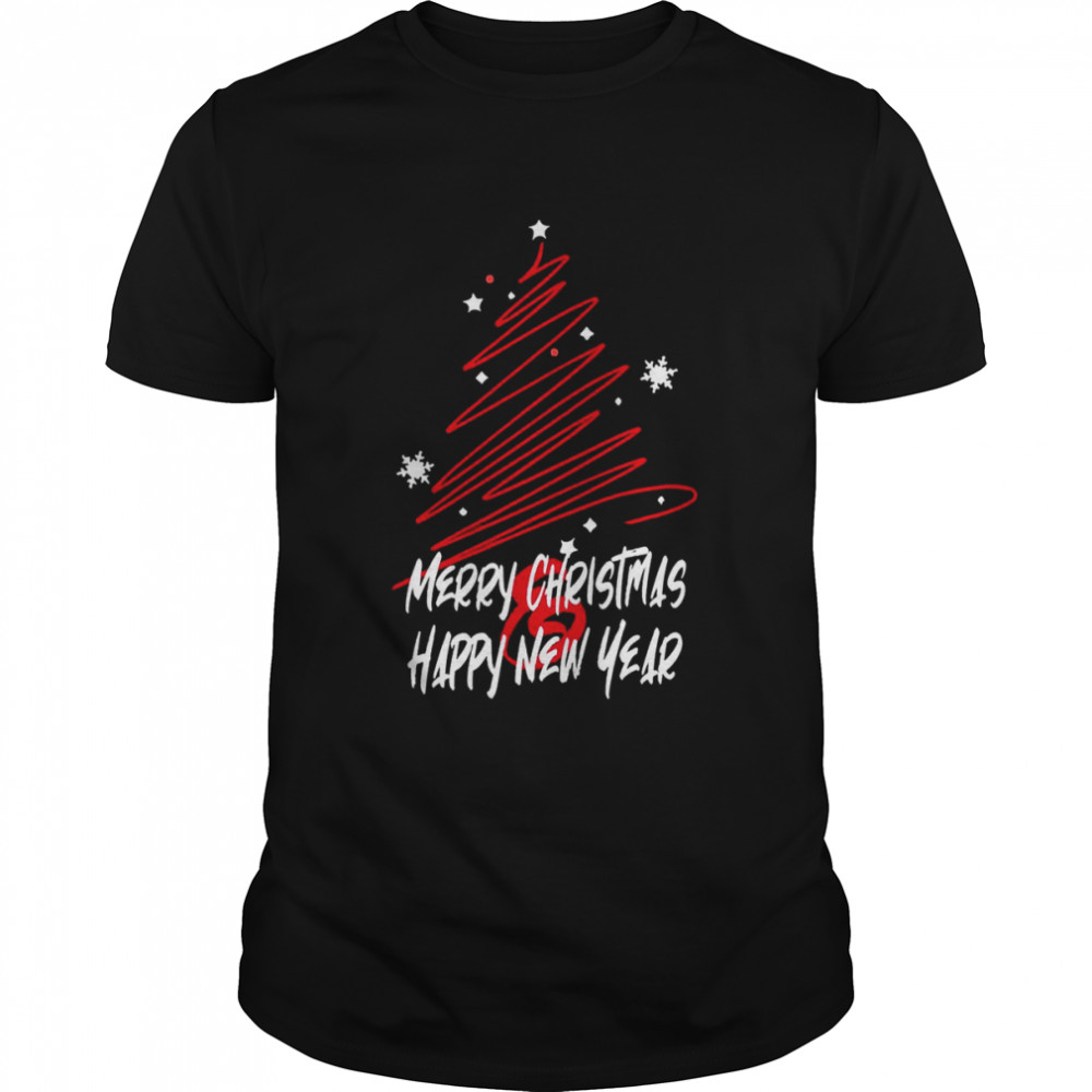 Red Tree Happy New Year Merry Christmas shirt