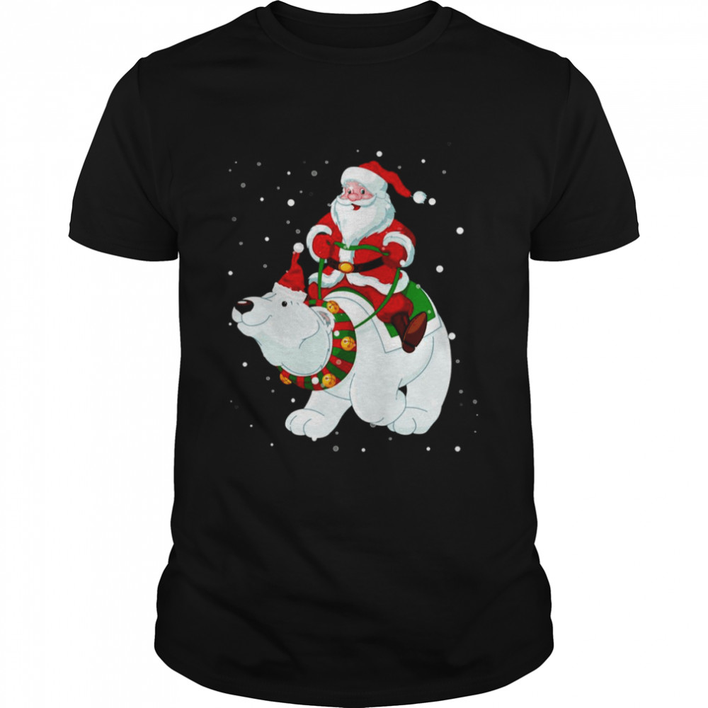 Riding Polar Bear Christmas Bear Santa shirt