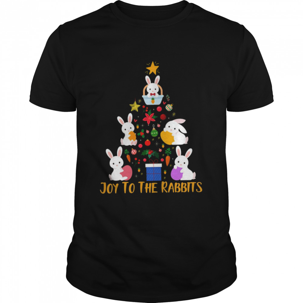 Santa Art Joy To The Rabbits Christmas Tree shirt